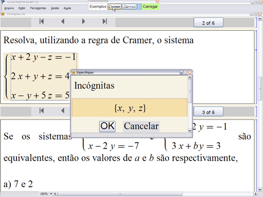 Abertura da paleta das incgnitas