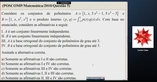 Uma tela do curso a distância